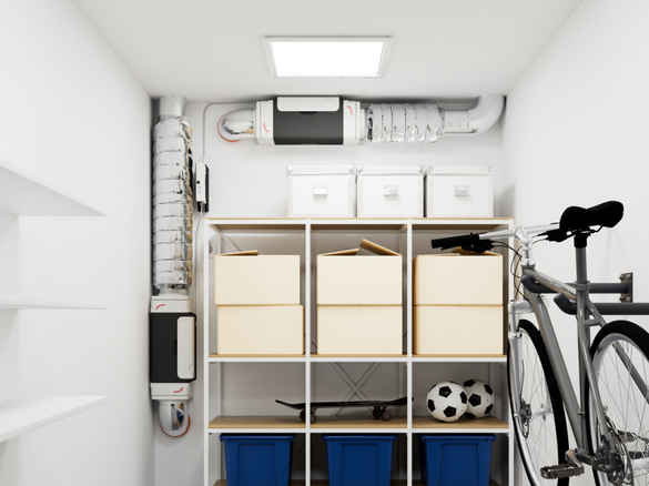 Rendering Zehnder ComfoVar Aero Comfortable indoor ventilation Front view