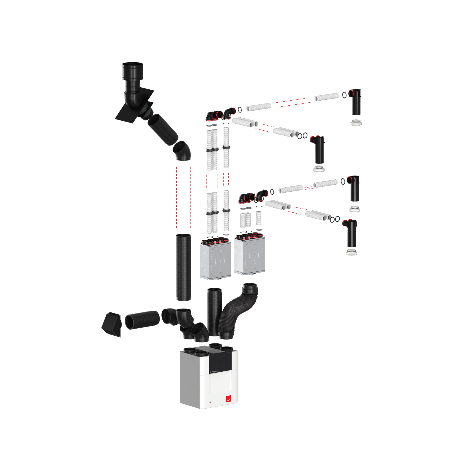 Cut-Out Zehnder ComfoWell Comfortable indoor ventilation Angled view