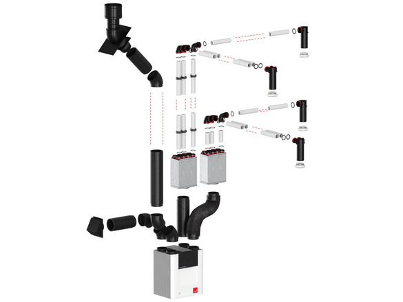 Cut-Out Zehnder ComfoWell Comfortable indoor ventilation Angled view