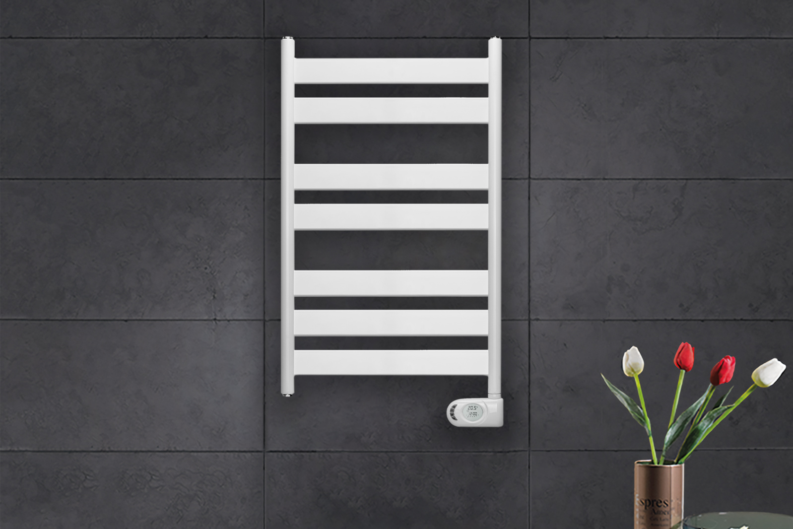 Zehnder_RAD_Zeta-EL_milieu_TrafficWhite_frontal Rendering Zehnder Zeta Decorative radiator Front view
