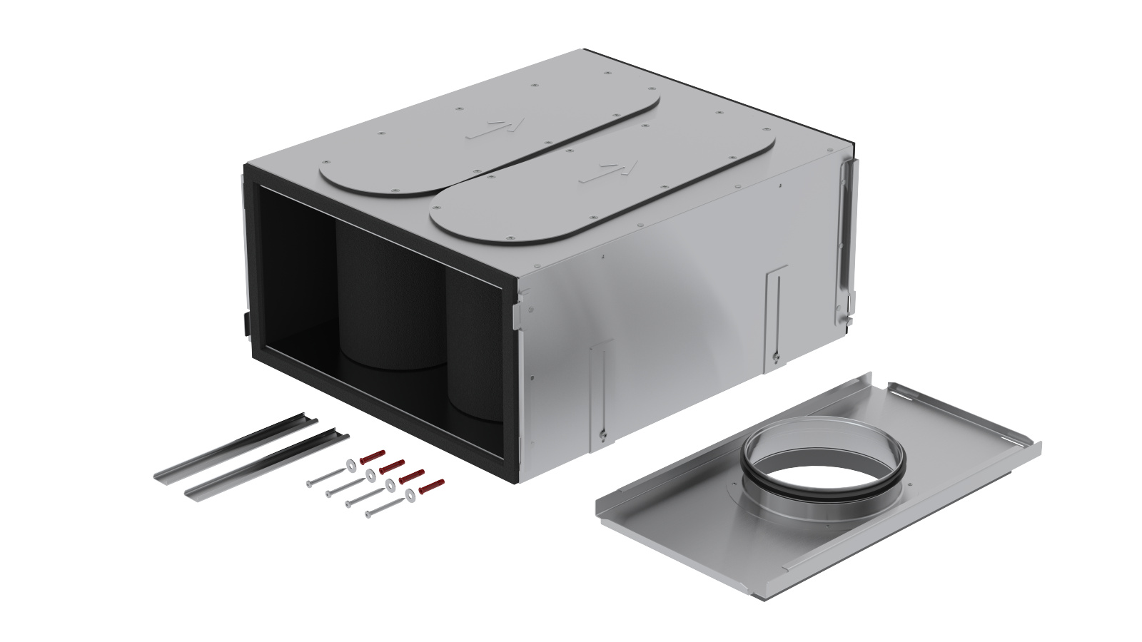 Cut-Out Zehnder ComfoWell Therm attenuator kit Comfortable indoor ventilation Angled view