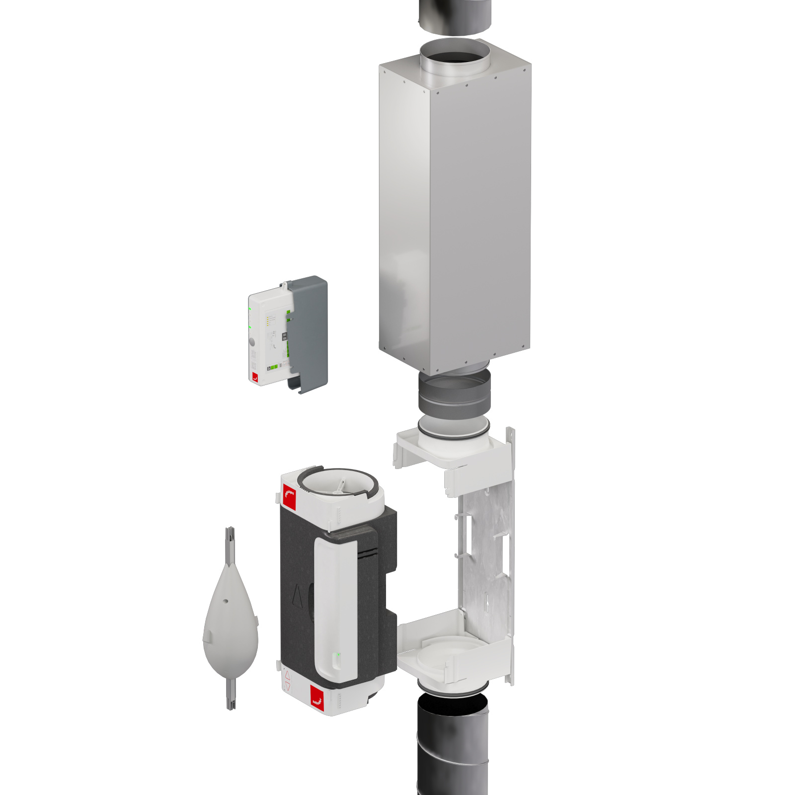 Rendering Zehnder ComfoVar Aero Comfortable indoor ventilation Angled view