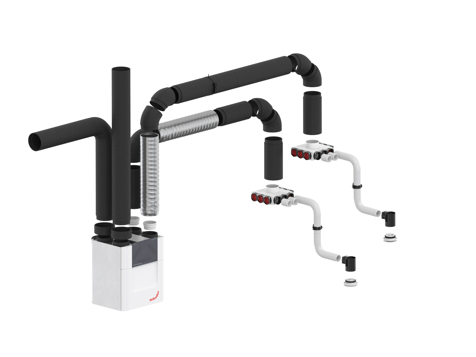 CA_Q_600_ST_AirDistribution_Components_SystemPlan_200-350_Final_05.tif Focus Zehnder ComfoPipe Compact Comfortable indoor ventilation Angled view