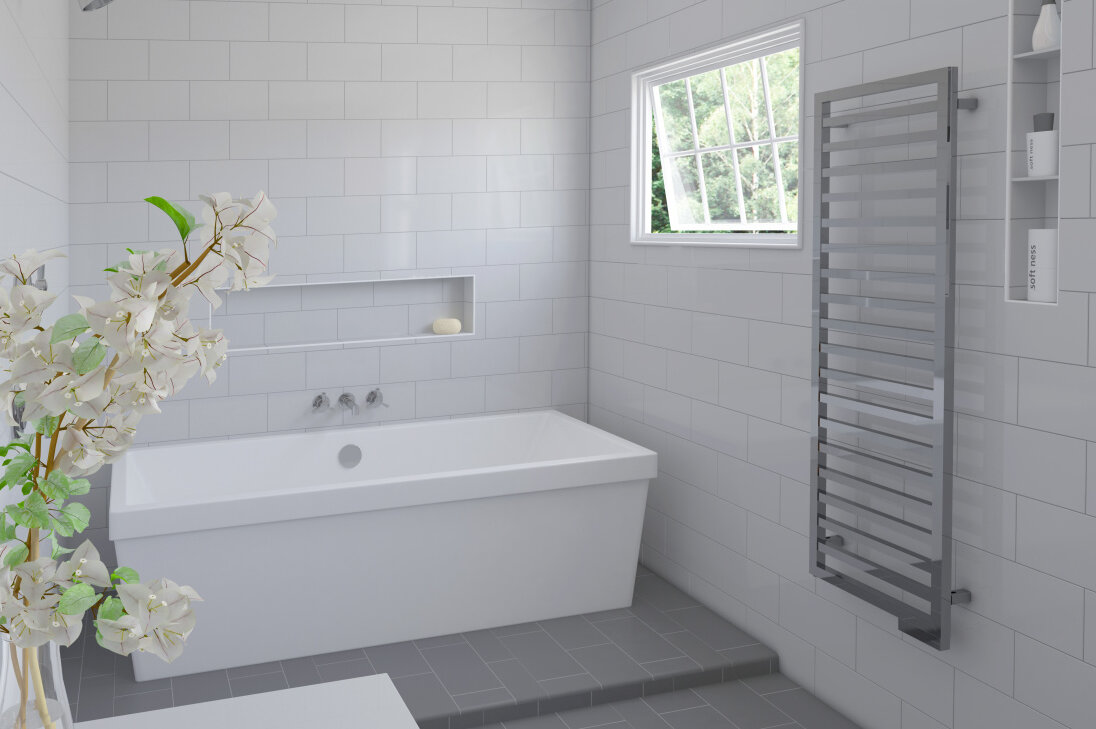 Rendering Zehnder Quaro Decorative radiator Angled view